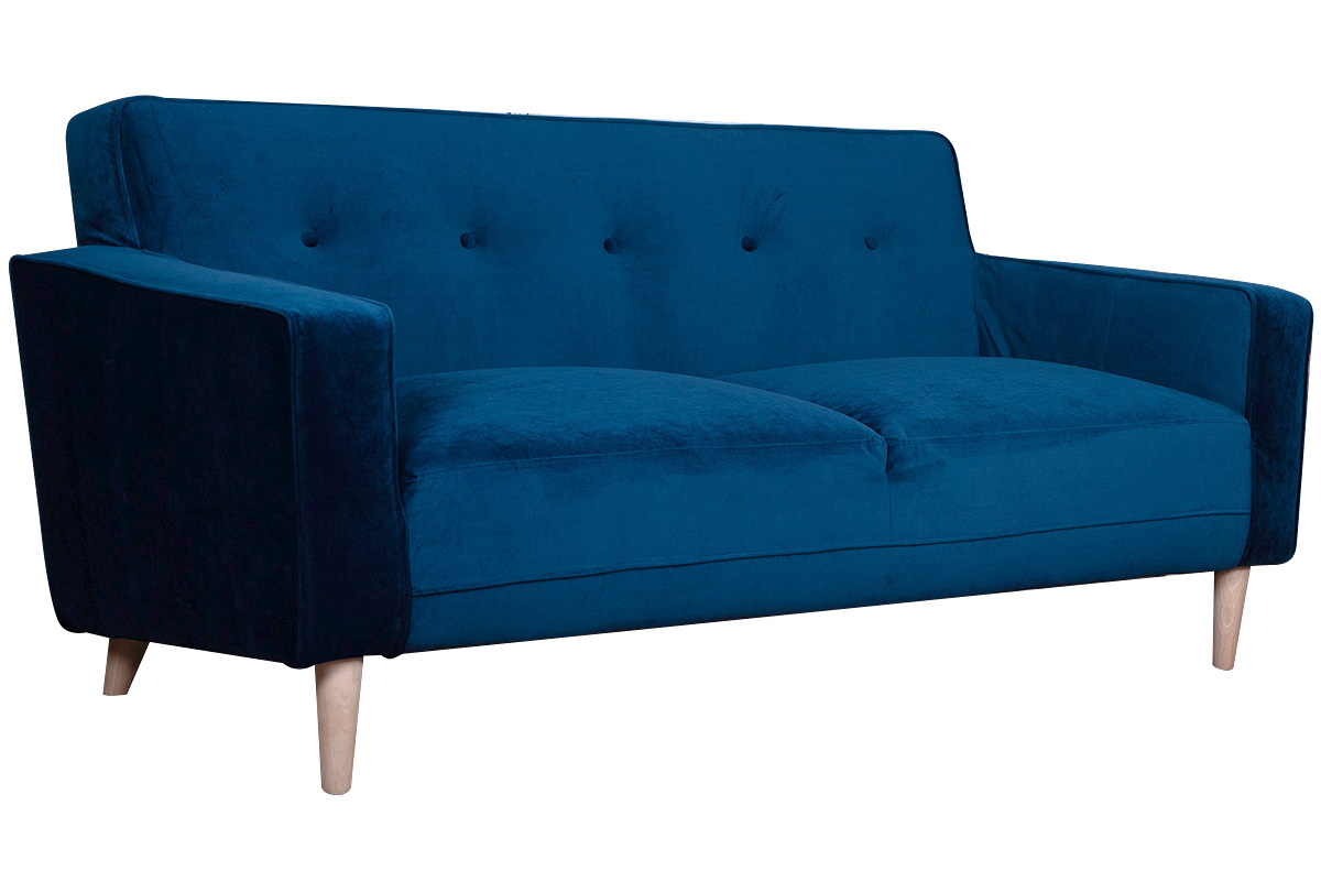 Design-Sofa 3 Sitzpltze nachtblaues Velours CIGALE