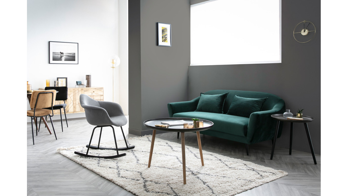 Design-Sofa 3 Sitzpltze waldgrnes Velours FOLIES