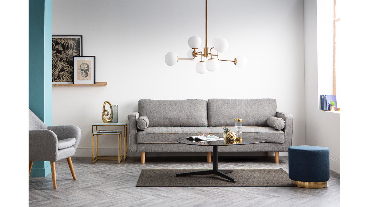 Design-Sofa - 3?4 Pltze - Velours Nachtblau - IMPERIAL