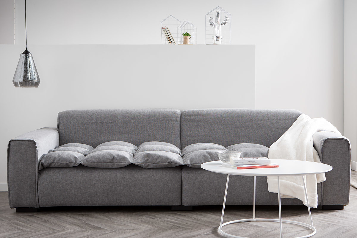 Design-Sofa 4-Sitzer Stoff Hellgrau MELLOW