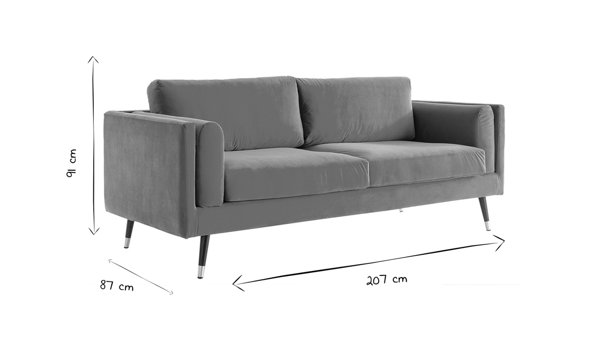 Design-Sofa aus beige-meliertem Stoff 3-Sitzer STING