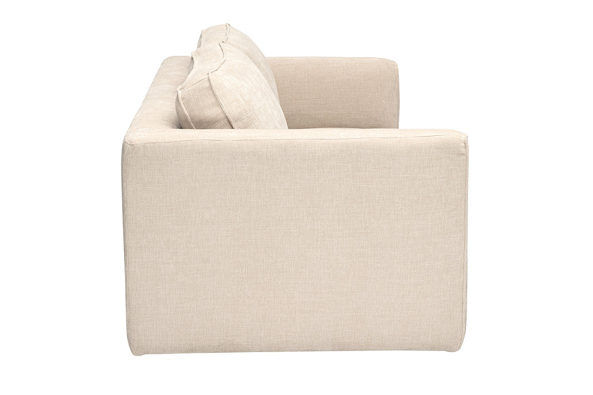 Design-Sofa f�r 3 Personen aus beigefarbenem Stoff mit strukturierter Samtoptik, Seitenansicht