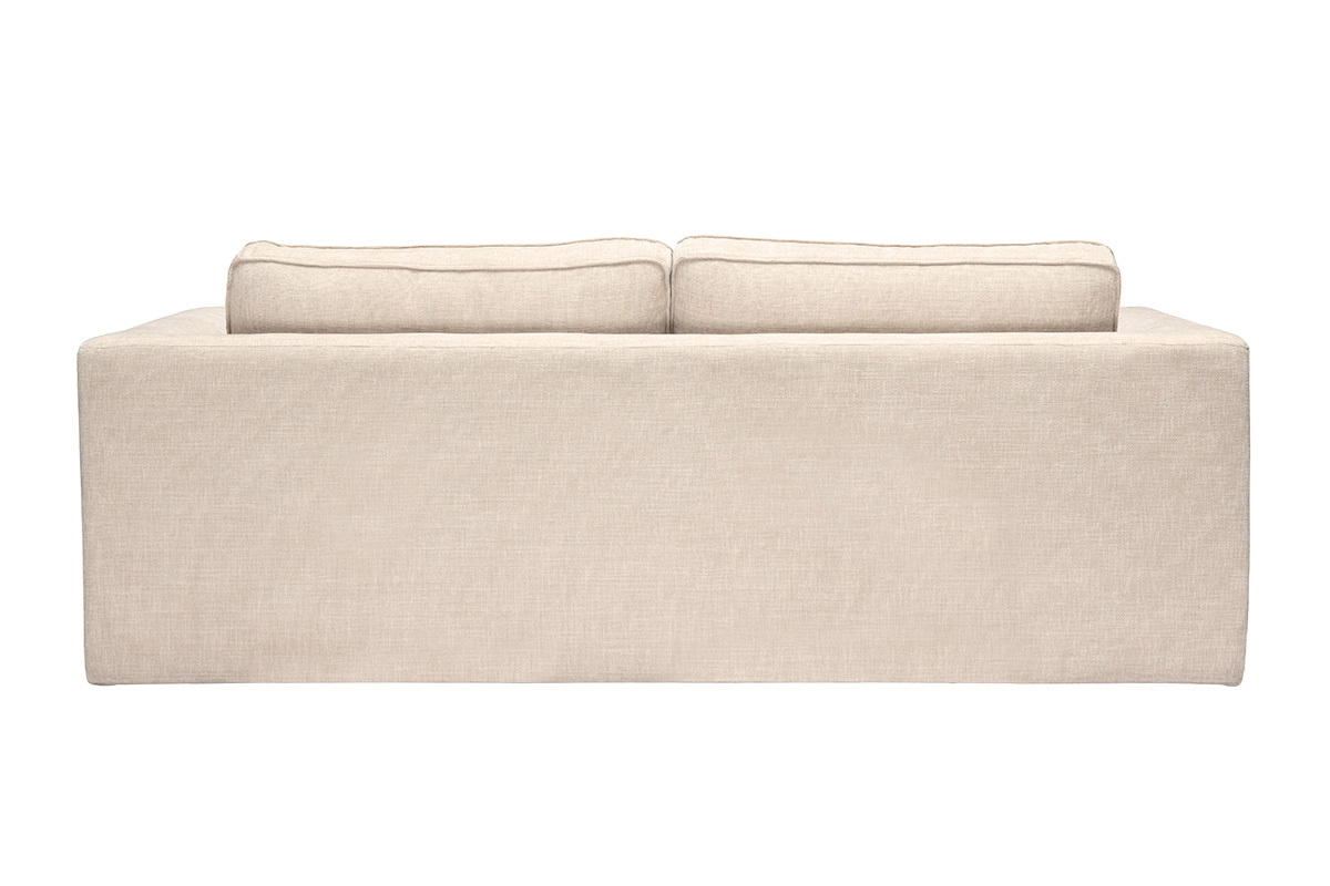 Designsofa aus Stoff mit strukturierter Samtoptik in Beige, R�ckansicht, 3-Sitzer, zeitgen�ssischer Stil.