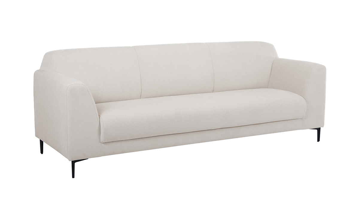 Design-Sofa aus beigem Stoff mit schwarzem Metall 4-Sitzer ALOWISS