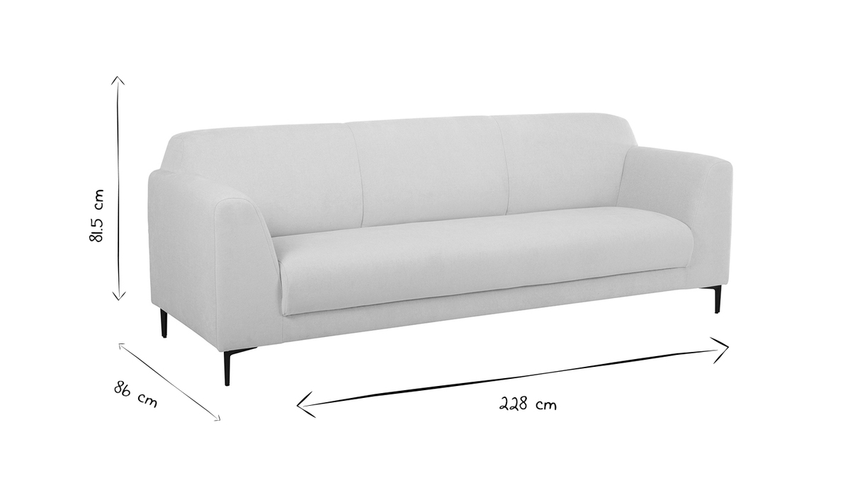 Design-Sofa aus beigem Stoff mit schwarzem Metall 4-Sitzer ALOWISS