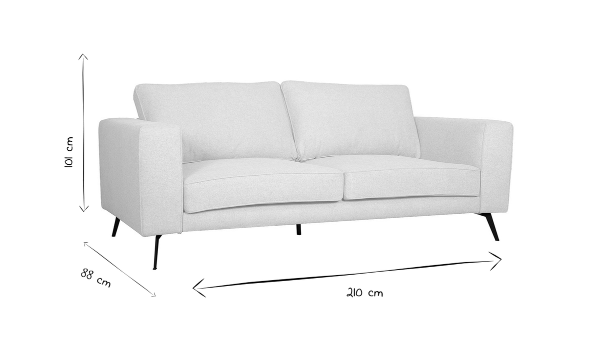 Design-Sofa aus beigem Stoff mit schwarzem Metall 4-Sitzer OSMANN