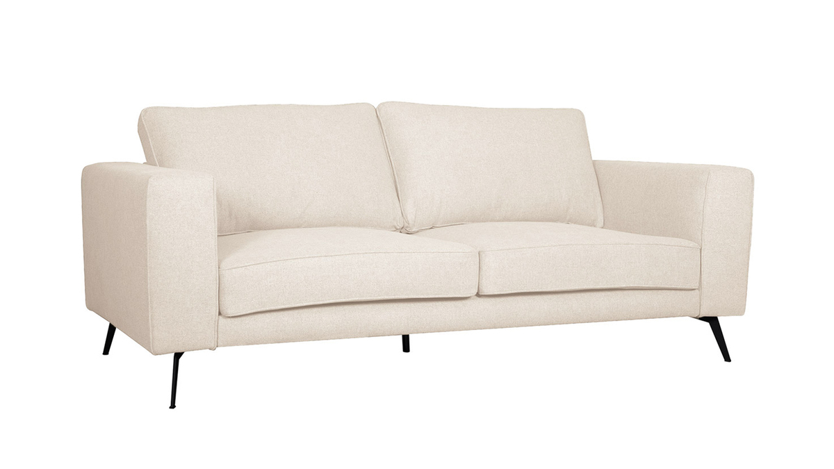 Design-Sofa aus beigem Stoff mit schwarzem Metall 4-Sitzer OSMANN