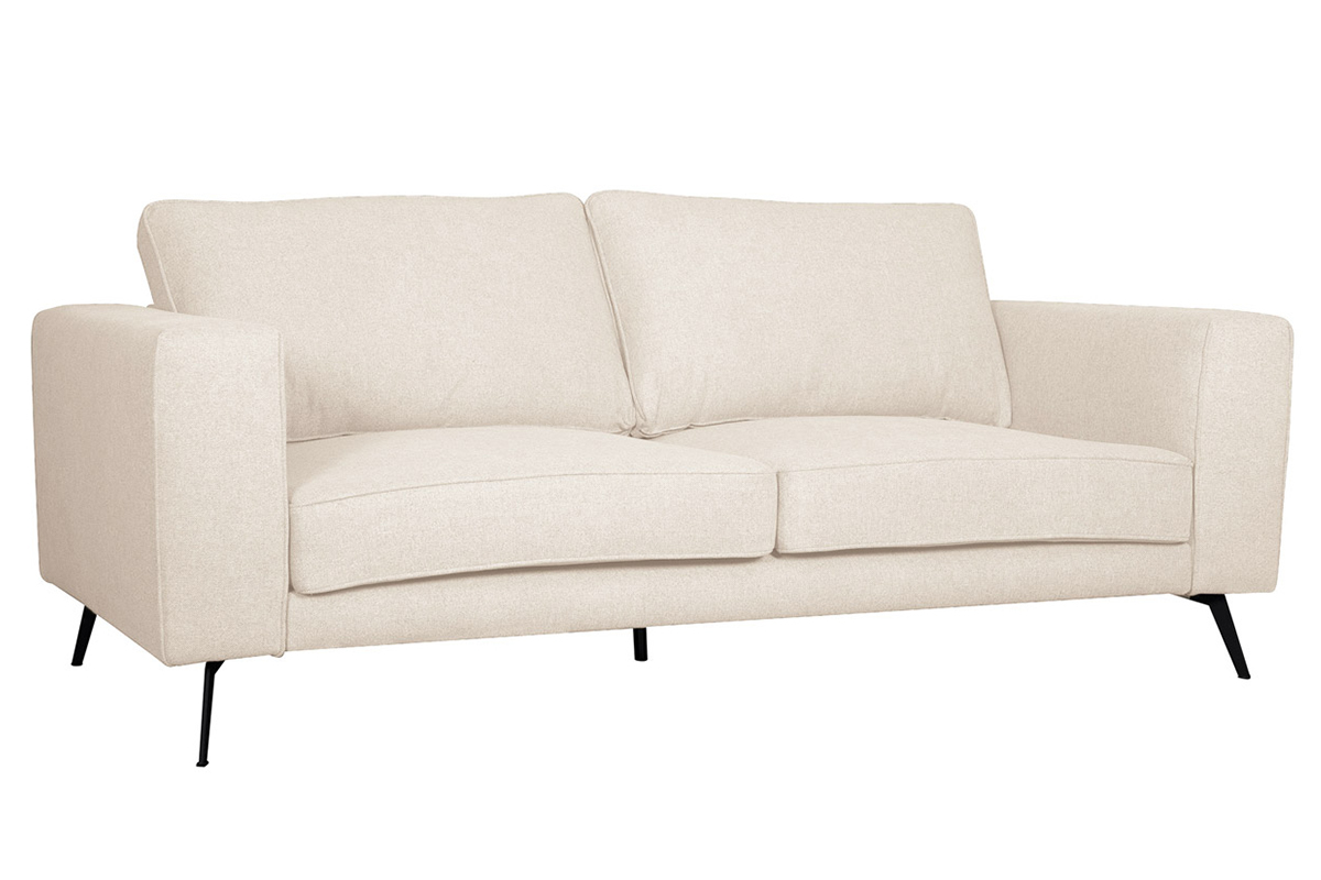 Design-Sofa aus beigem Stoff mit schwarzem Metall 4-Sitzer OSMANN