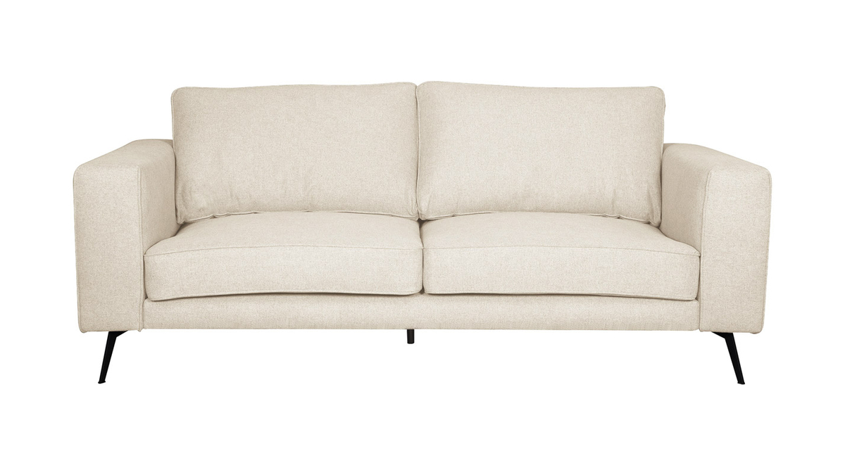 Design-Sofa aus beigem Stoff mit schwarzem Metall 4-Sitzer OSMANN