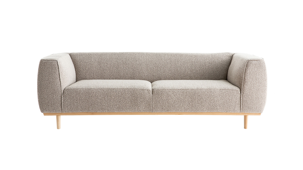 Design-Sofa aus Boucl-Stoff taupe 3/4-Sitzer MORRIS