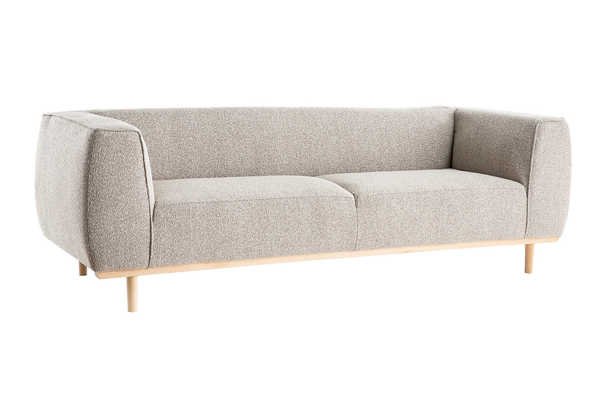 Design-Sofa aus Boucl-Stoff taupe 3/4-Sitzer MORRIS