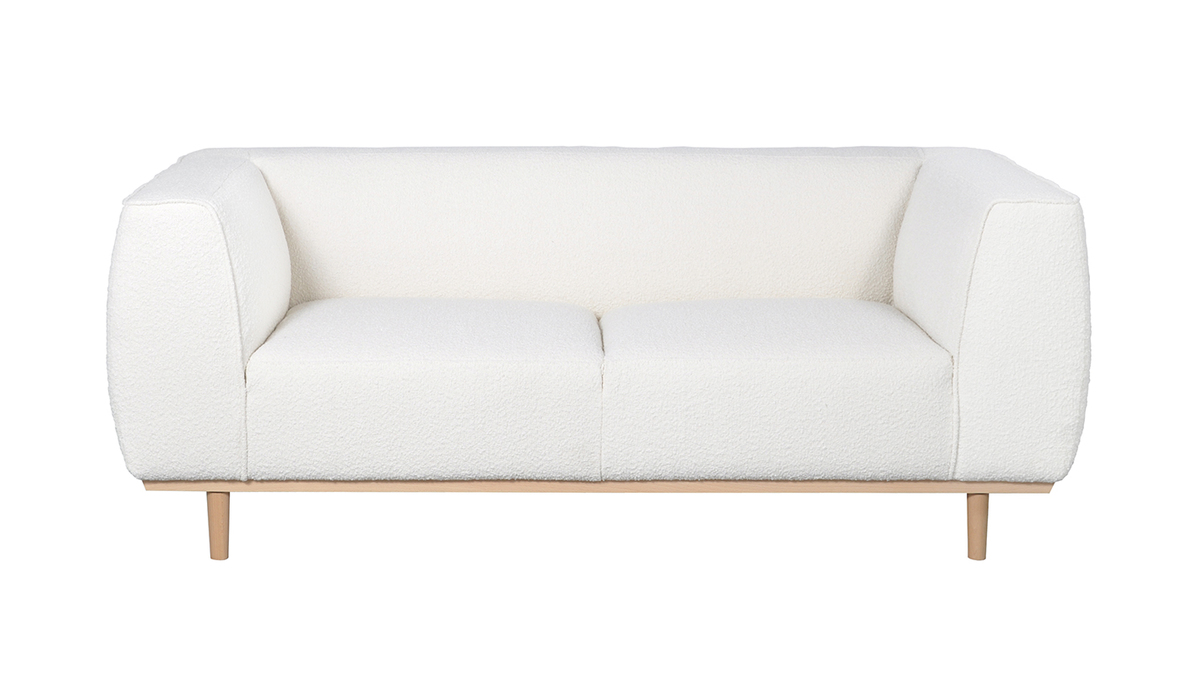 Design-Sofa aus ecrufarbenem Boucl-Stoff 2/3-Sitzer MORRIS