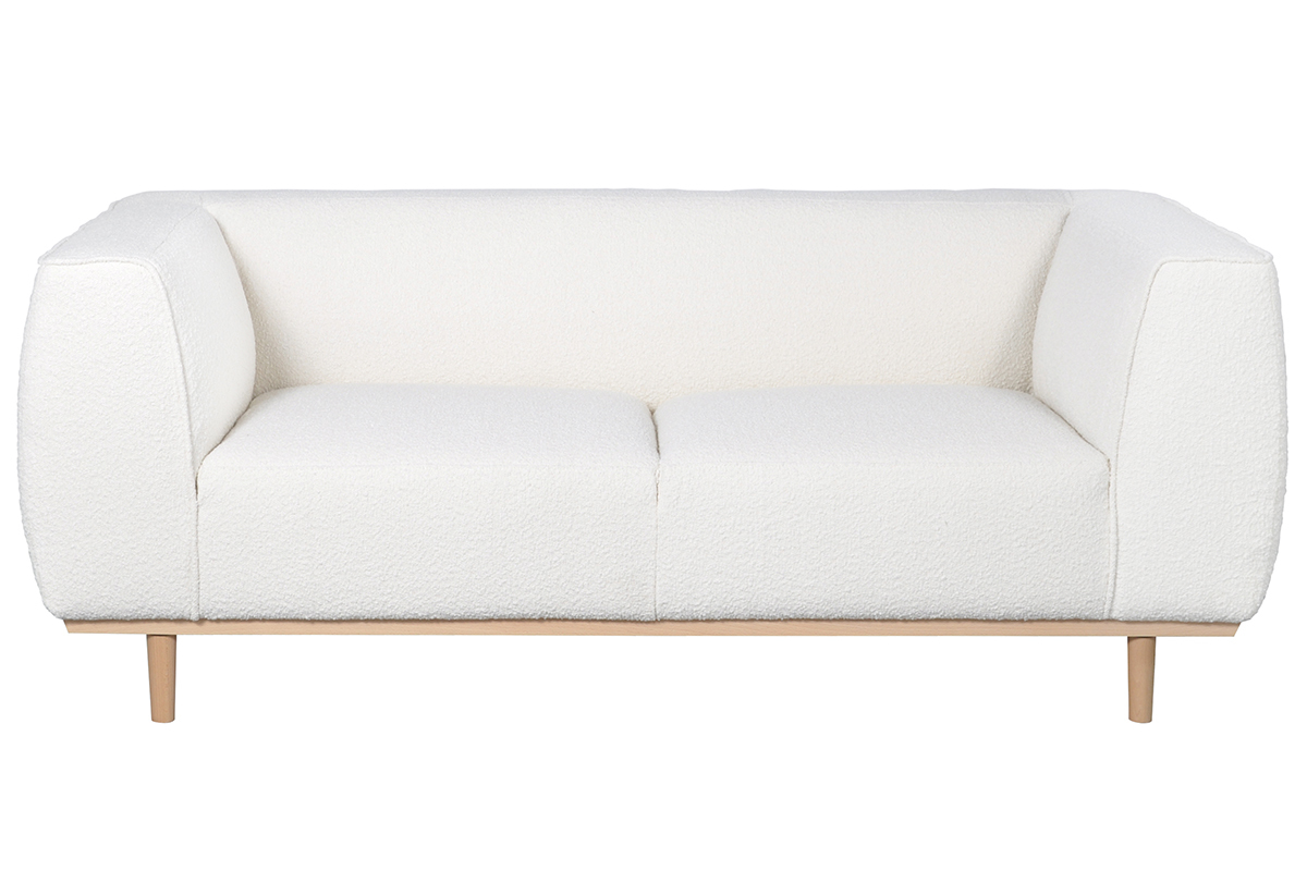 Design-Sofa aus ecrufarbenem Boucl-Stoff 2/3-Sitzer MORRIS