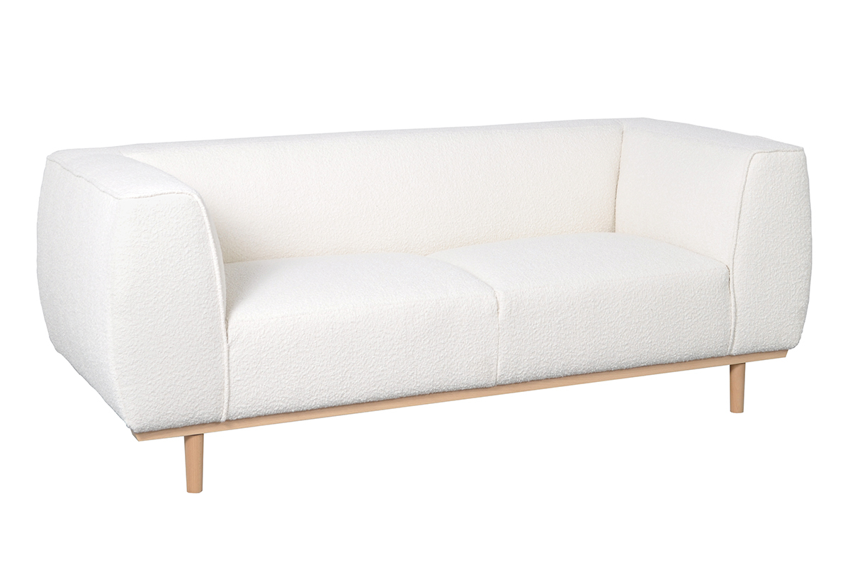 Design-Sofa aus ecrufarbenem Boucl-Stoff 2/3-Sitzer MORRIS