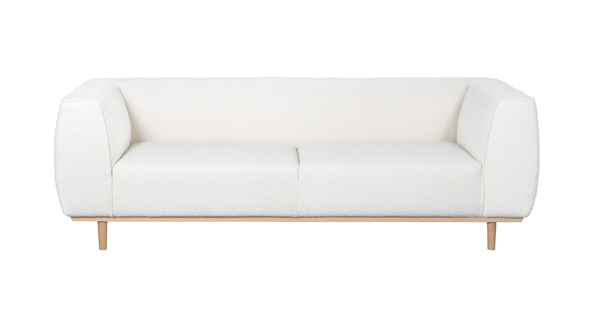 Design-Sofa aus ecrufarbenem Boucl-Stoff 3/4-Sitzer MORRIS