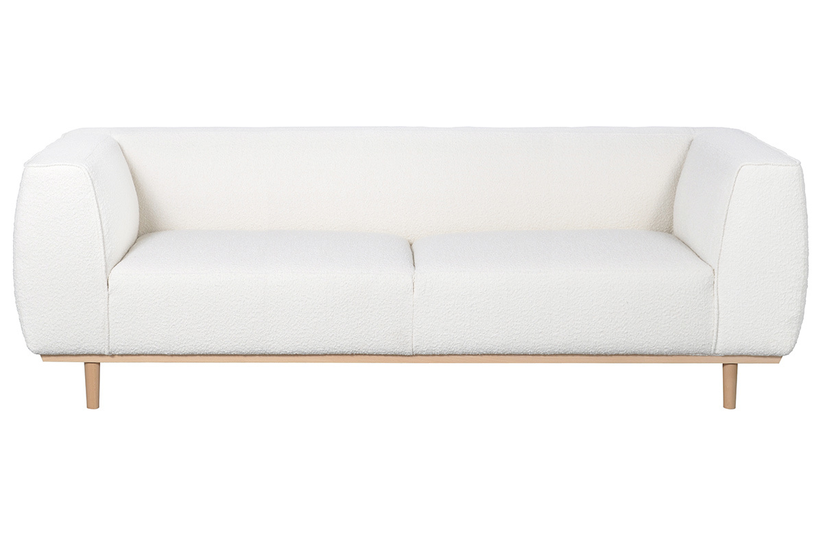 Design-Sofa aus ecrufarbenem Boucl-Stoff 3/4-Sitzer MORRIS