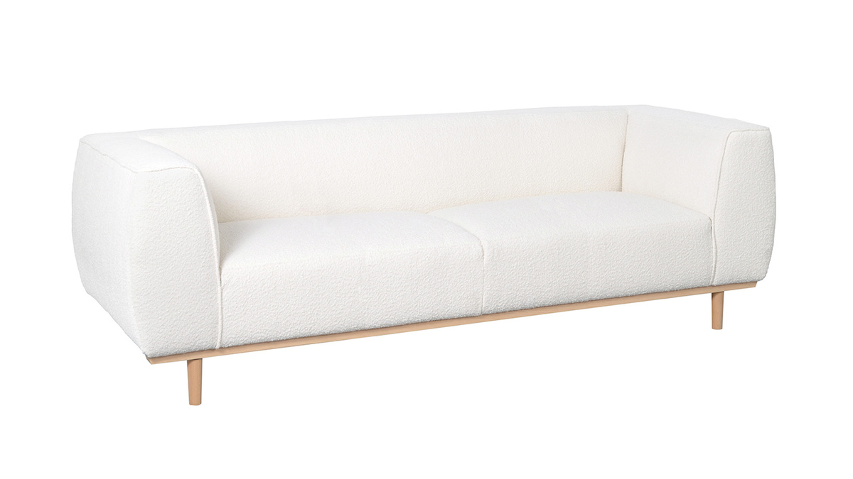 Design-Sofa aus ecrufarbenem Bouclé-Stoff 3/4-Sitzer MORRIS