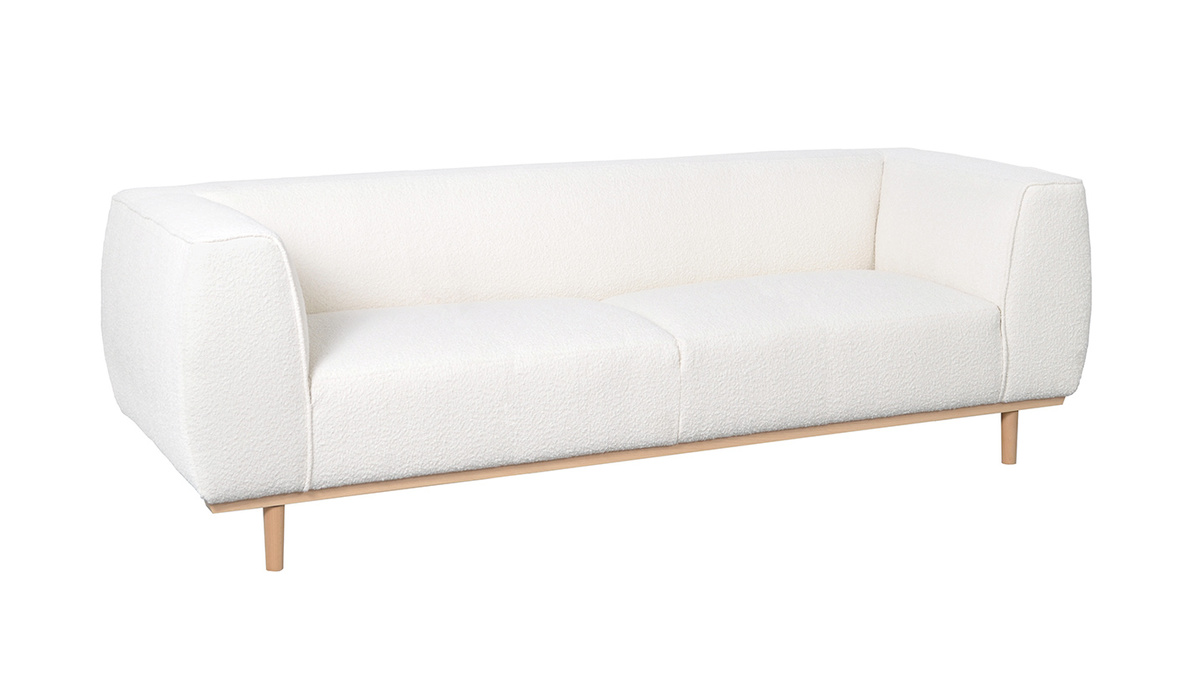 Design-Sofa aus ecrufarbenem Boucl-Stoff 3/4-Sitzer MORRIS