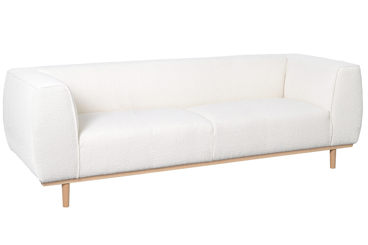 Design-Sofa aus ecrufarbenem Boucl-Stoff 3/4-Sitzer MORRIS