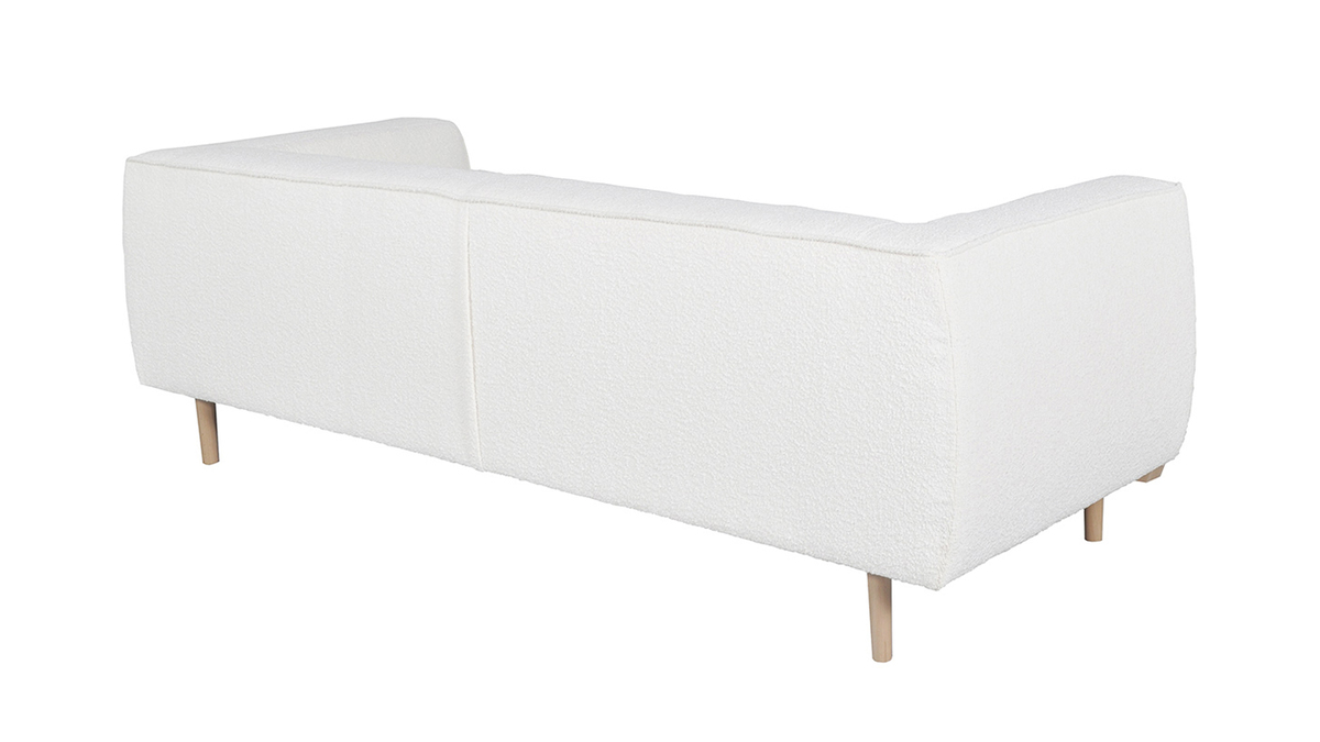 Design-Sofa aus ecrufarbenem Boucl-Stoff 3/4-Sitzer MORRIS