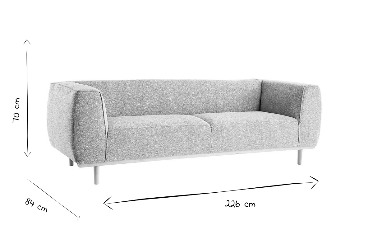 Design-Sofa aus ecrufarbenem Boucl-Stoff 3/4-Sitzer MORRIS