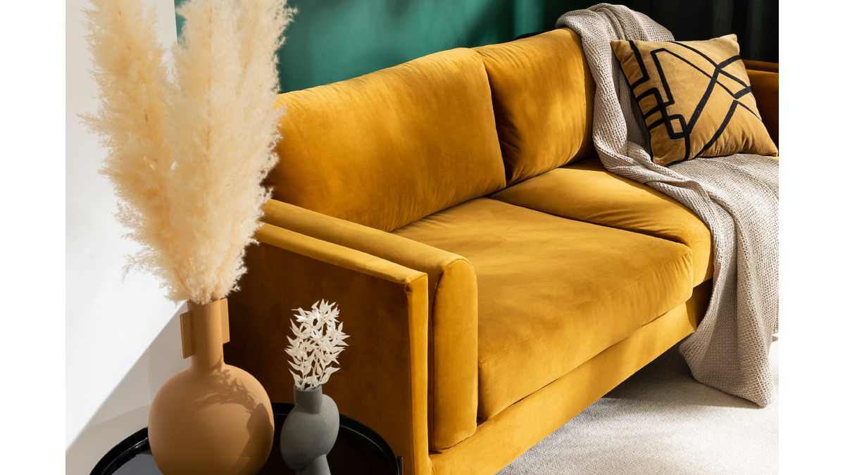 Design-Sofa aus gelbem Samt 3-Sitzer STING