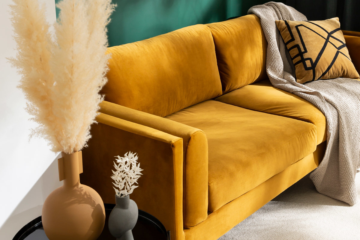 Design-Sofa aus gelbem Samt 3-Sitzer STING