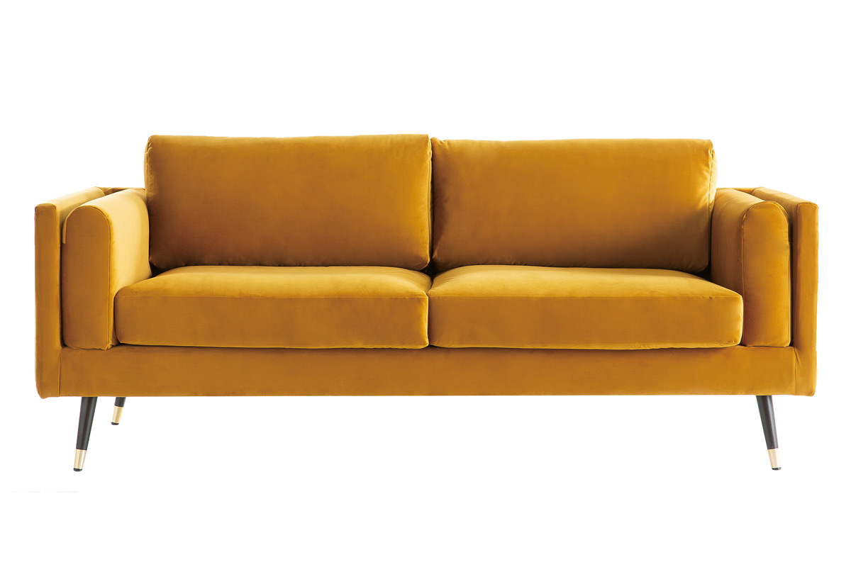 Design-Sofa aus gelbem Samt 3-Sitzer STING