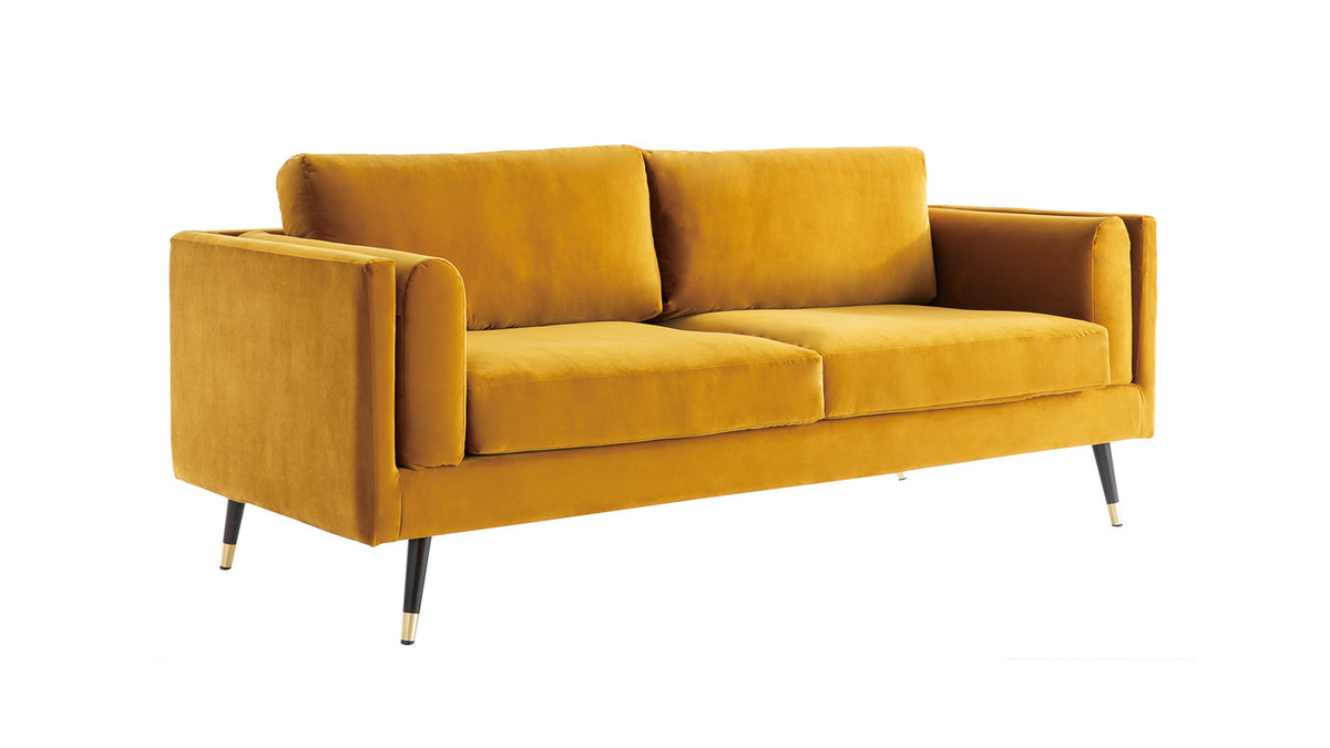 Design-Sofa aus gelbem Samt 3-Sitzer STING