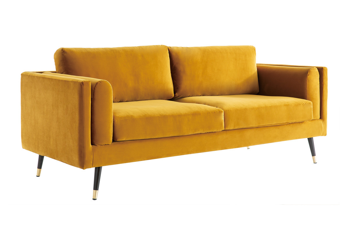 Design-Sofa aus gelbem Samt 3-Sitzer STING