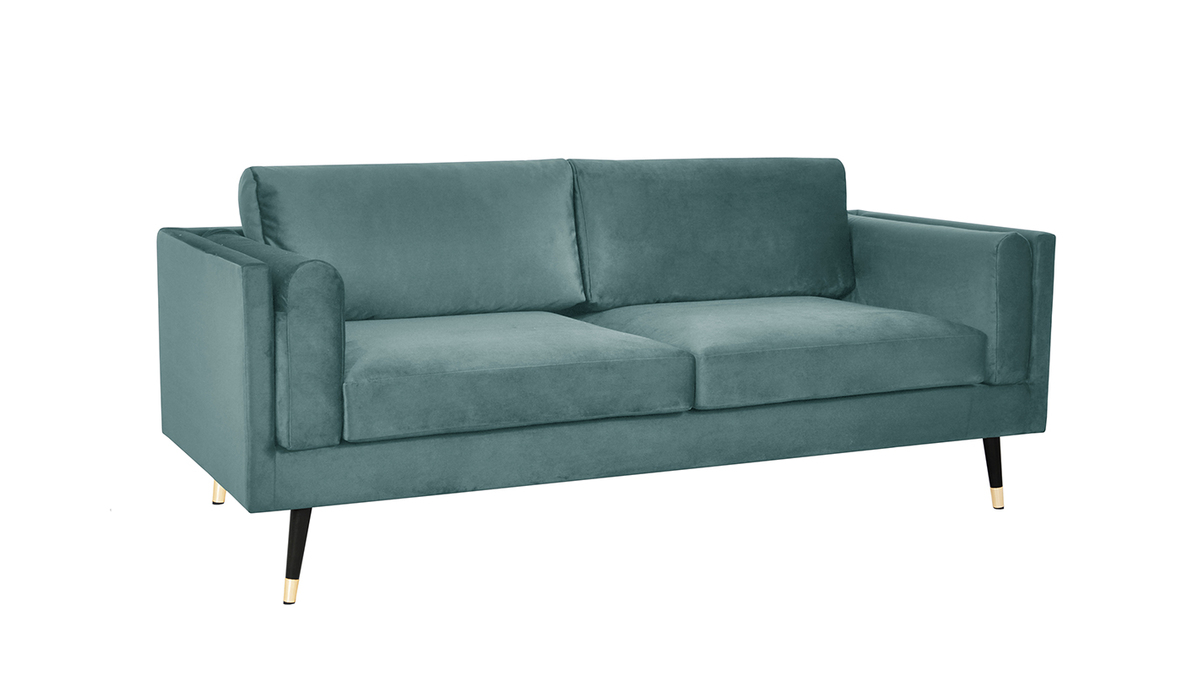 Design-Sofa aus grau-grnem Samt 3-Sitzer STING