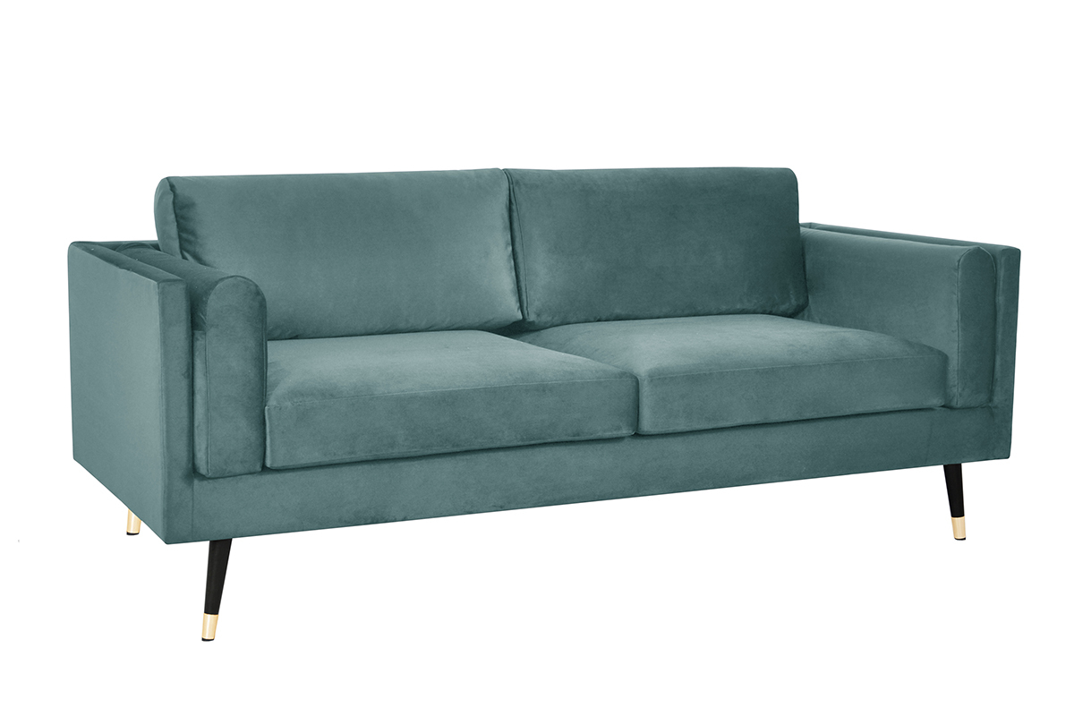 Design-Sofa aus grau-grnem Samt 3-Sitzer STING