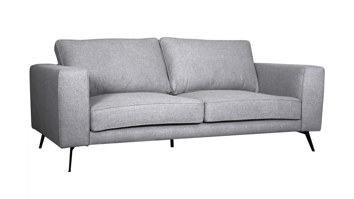 Design-Sofa aus grauem Stoff mit schwarzem Metall 4-Sitzer OSMANN