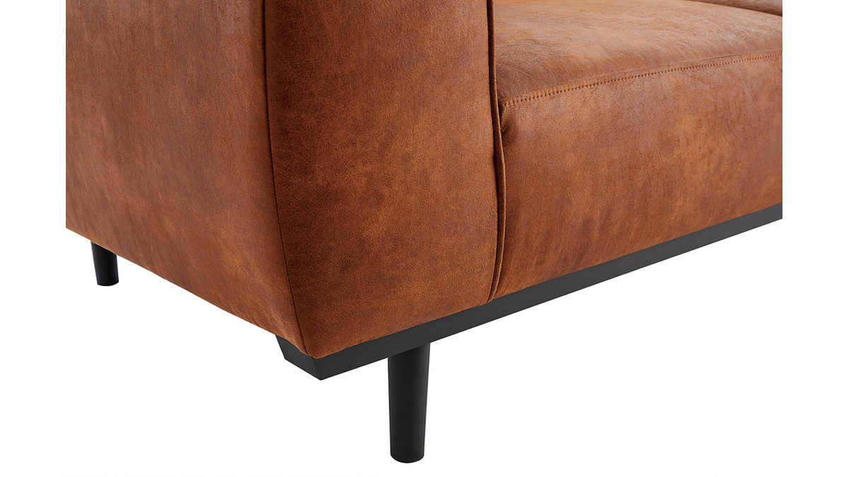 Design-Sofa aus Leder in Antikoptik Cognacbraun 2/3-Sitzer MORRIS