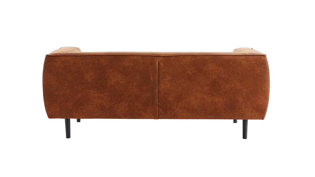 Design-Sofa aus Leder in Antikoptik Cognacbraun 2/3-Sitzer MORRIS