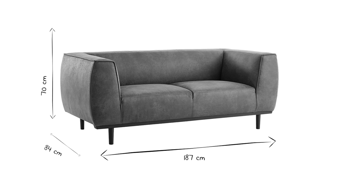 Design-Sofa aus Leder in Antikoptik Cognacbraun 2/3-Sitzer MORRIS