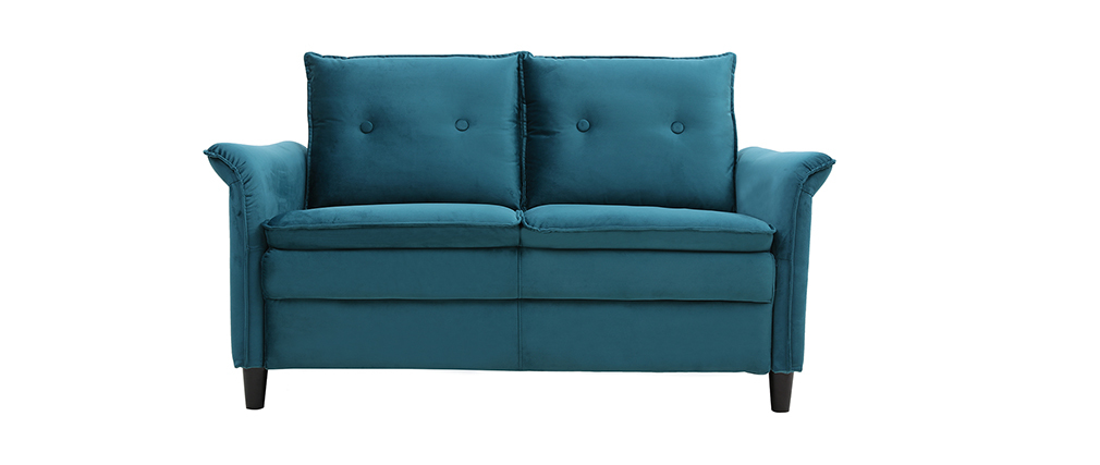 Design-Sofa aus Samt Petrolblau 2 Plätze CLIFF