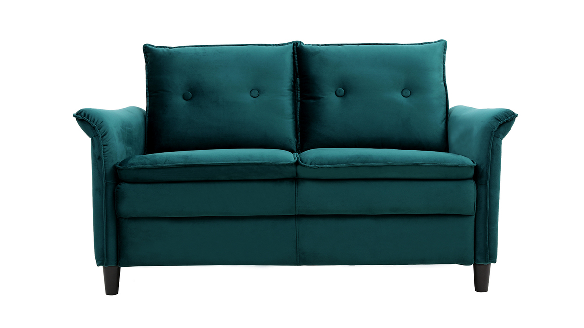 Design-Sofa aus Samt Petrolblau 2 Plätze CLIFF