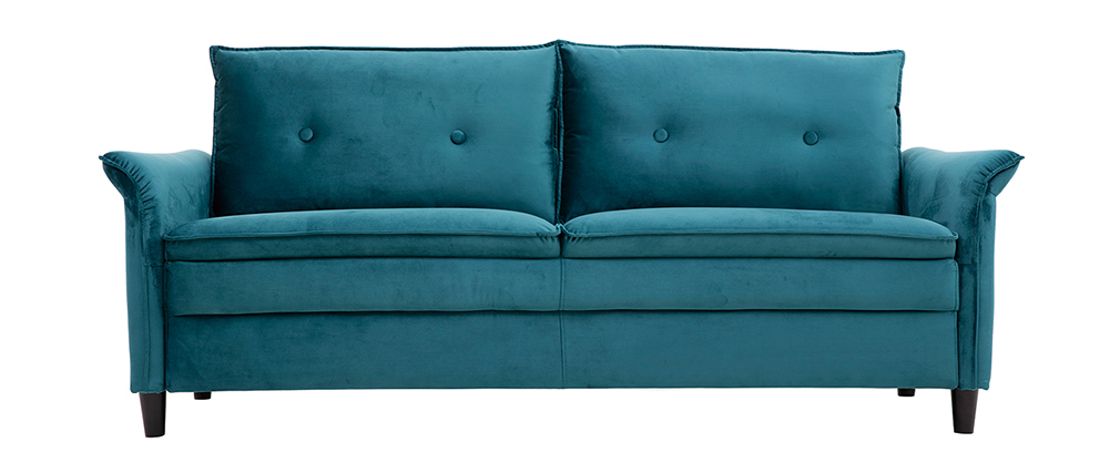 Design-Sofa aus Samt Petrolblau 3 Plätze CLIFF