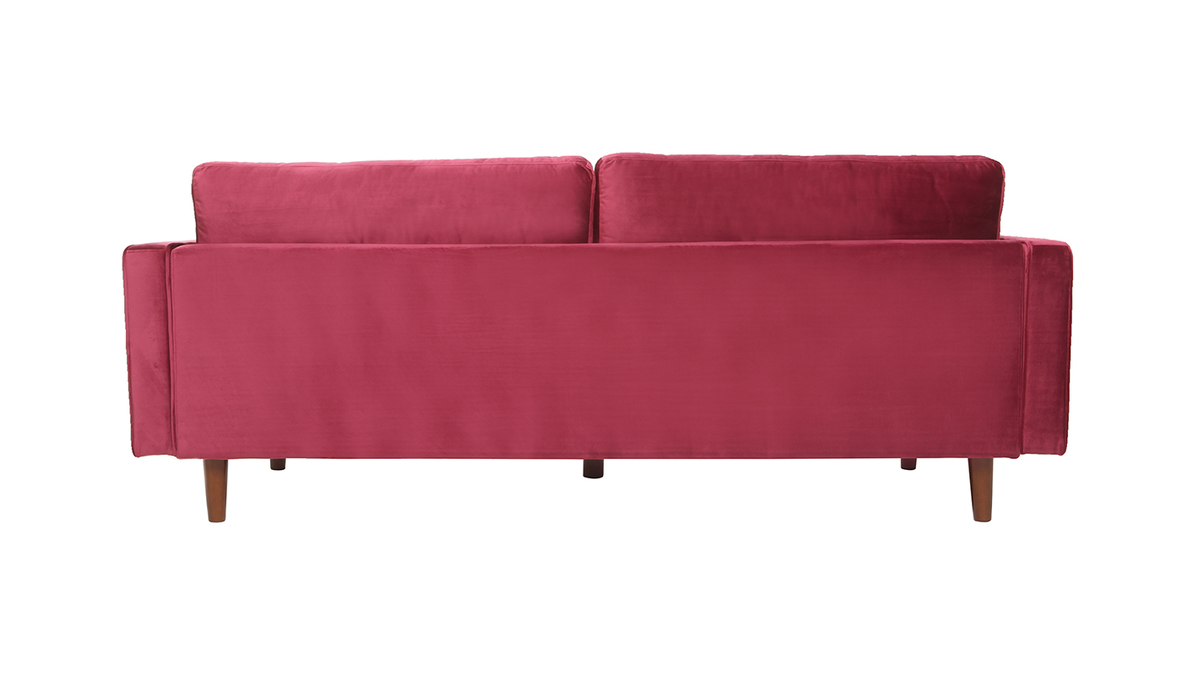 Design-Sofa fixiert 3?4 Pltze - Velours Burgunder IMPERIAL