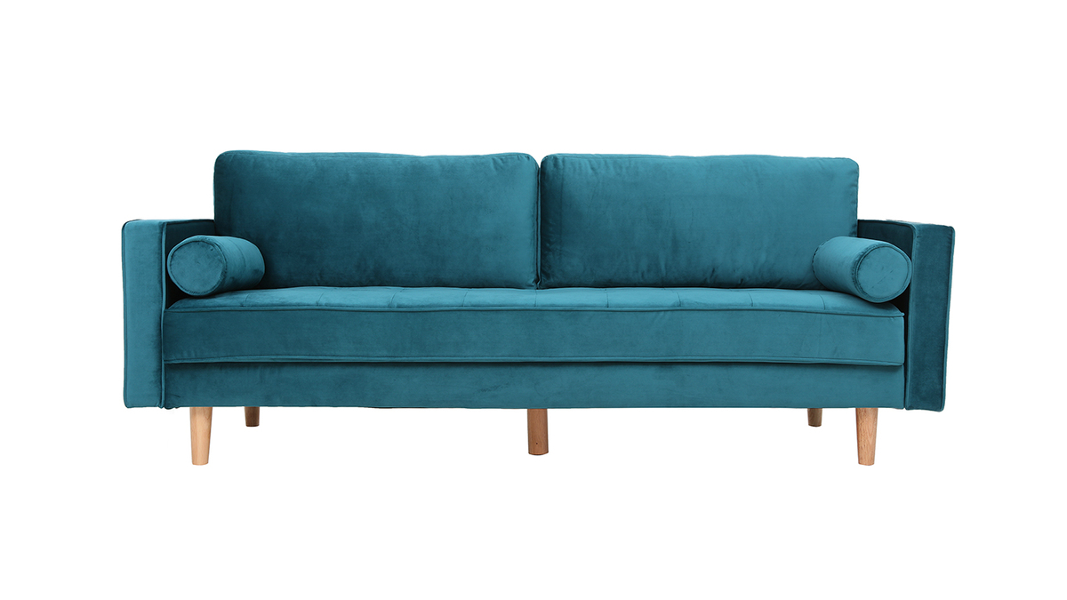 Design-Sofa fixiert - 3?4 Pltze - Velours Midnight Green - IMPERIAL