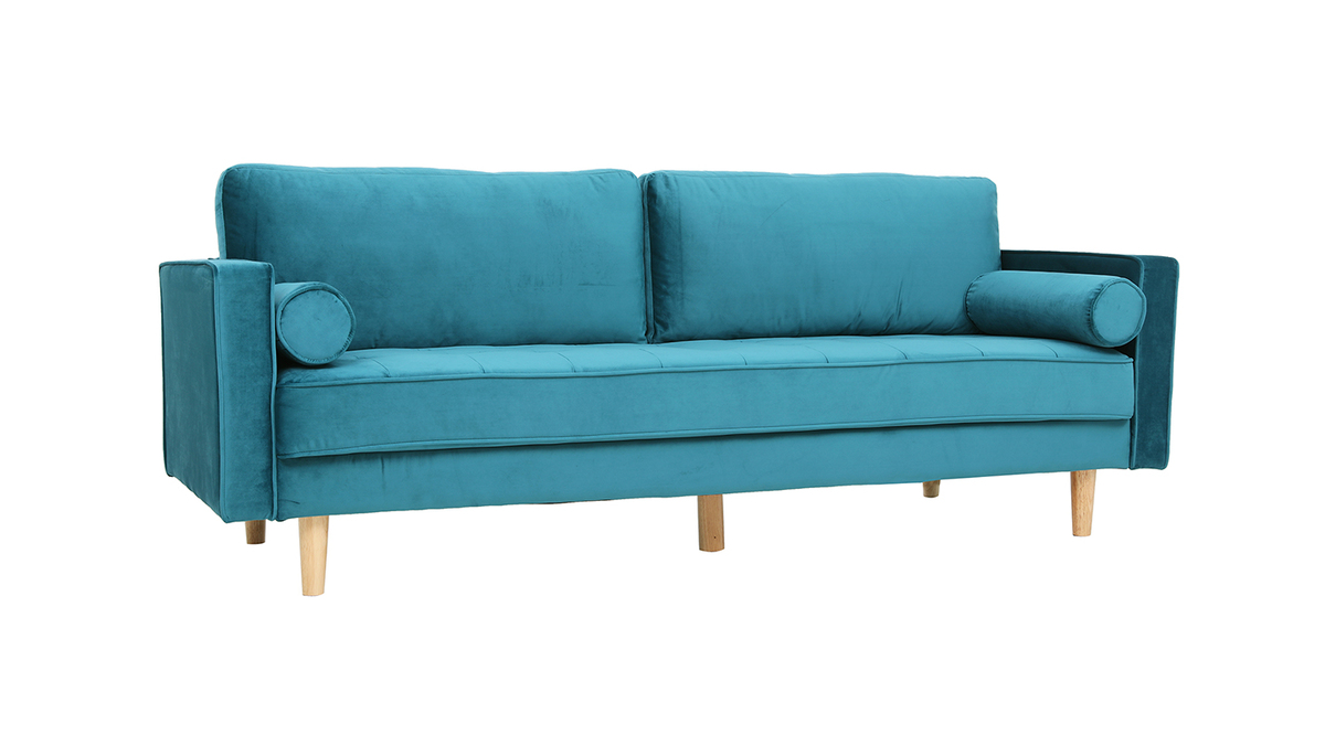 Design-Sofa fixiert - 3?4 Pltze - Velours Midnight Green - IMPERIAL