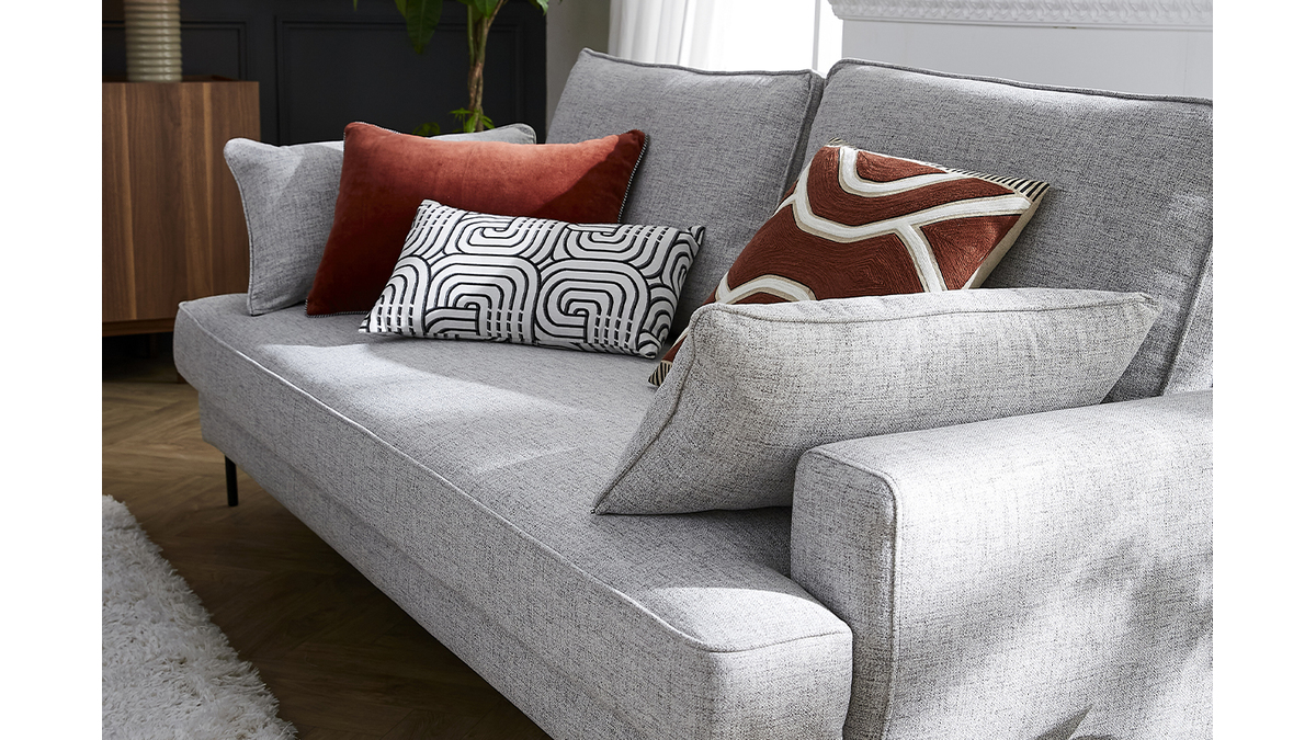 Design-Sofa grau melierter Stoff 4-Sitzer PUCHKINE
