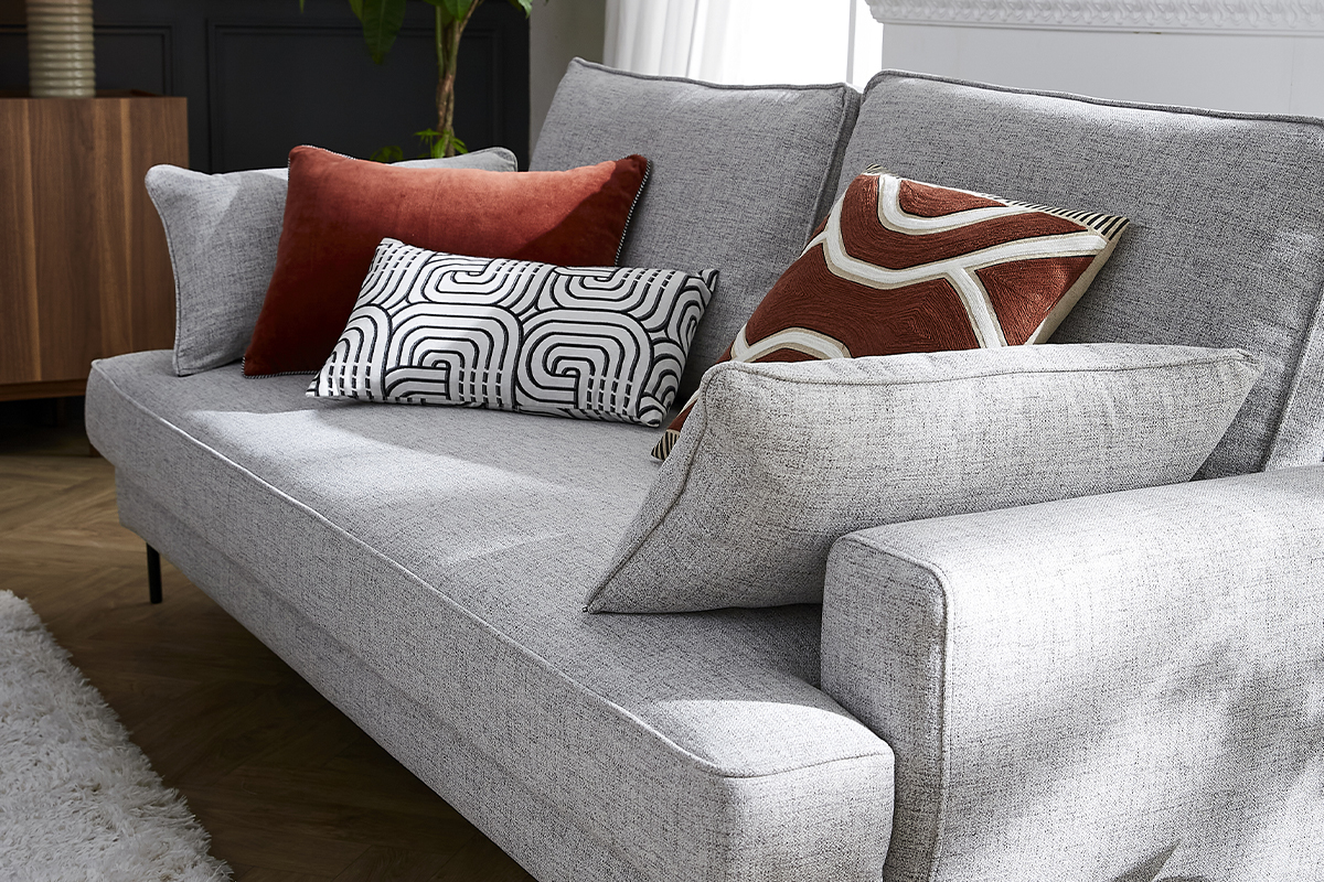 Design-Sofa grau melierter Stoff 4-Sitzer PUCHKINE