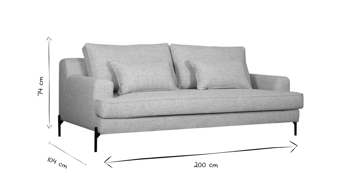 Design-Sofa grau melierter Stoff 4-Sitzer PUCHKINE