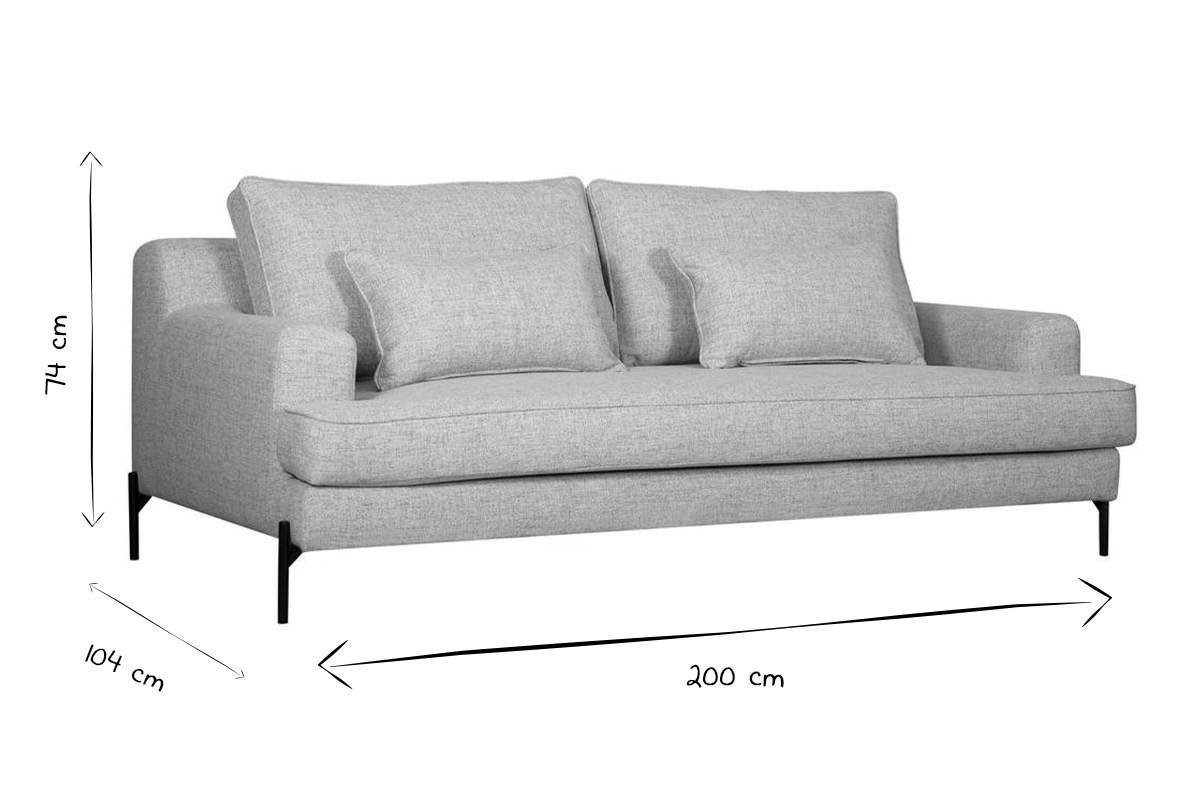 Design-Sofa grau melierter Stoff 4-Sitzer PUCHKINE