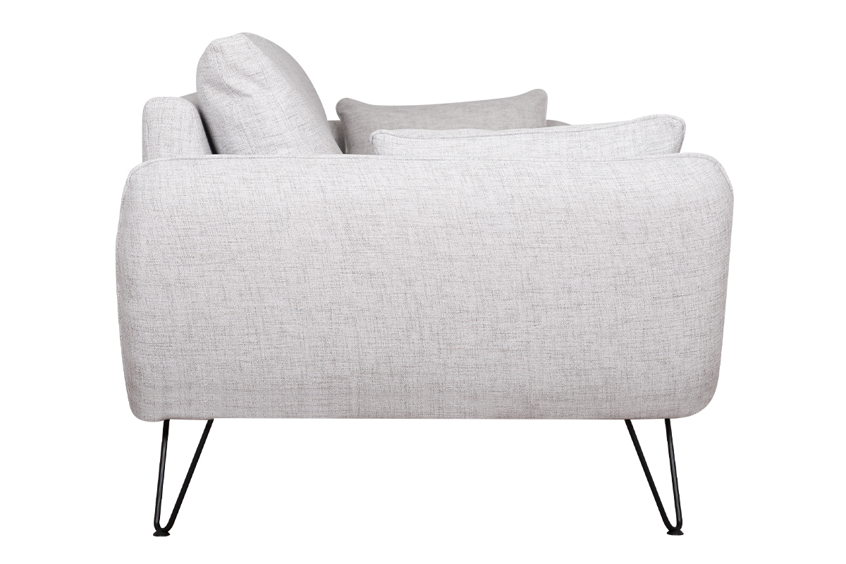 Design-Sofa hellgrau mit schwarzen Metallfen 3-Sitzer CREEP