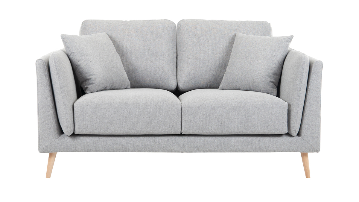 Design-Sofa hellgrauer Stoff 2-Sitzer VOGUE