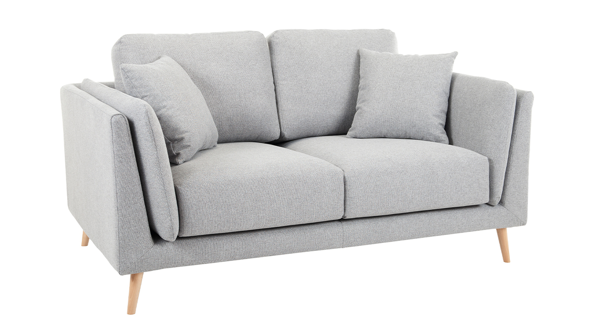 Design-Sofa hellgrauer Stoff 2-Sitzer VOGUE