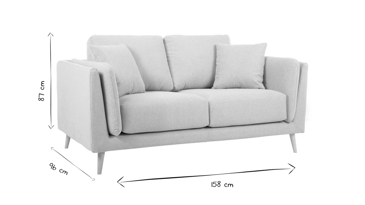 Design-Sofa hellgrauer Stoff 2-Sitzer VOGUE